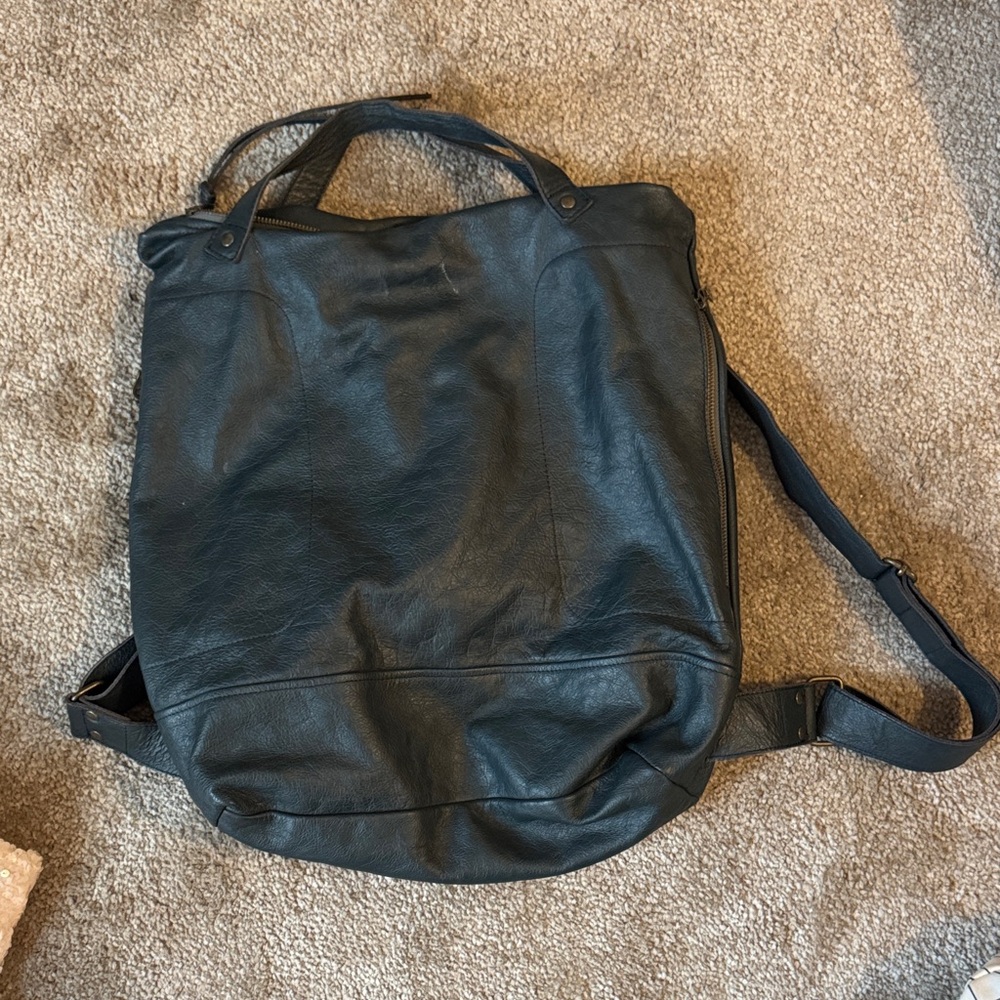 Dark teal Leather Backpack